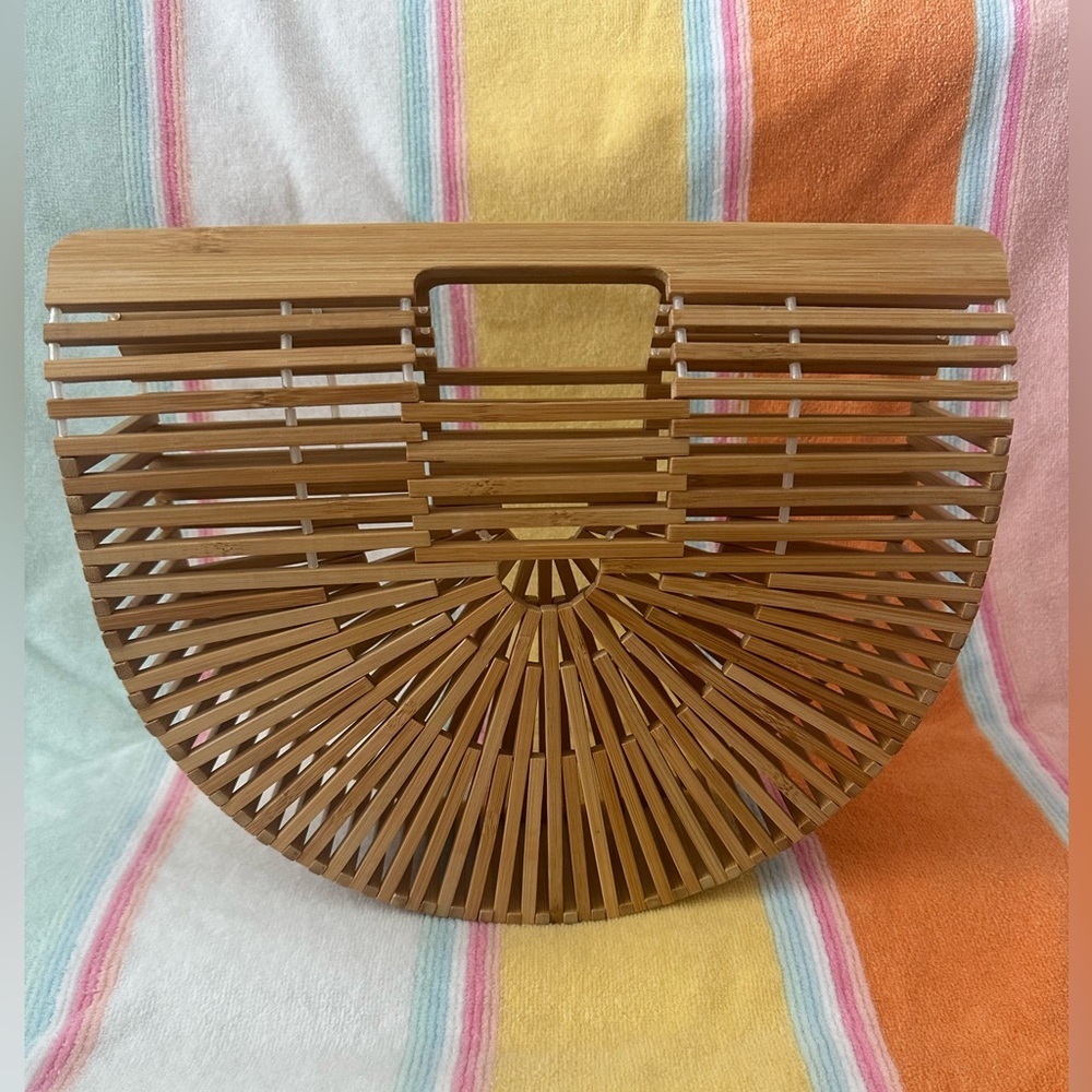 Bamboo crescent ark moon clutch purse handbag
